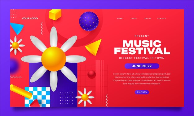 Diseño de página de destino horizontal realista