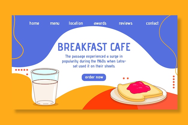 Vector gratuito diseño de página de destino de restaurante de desayuno