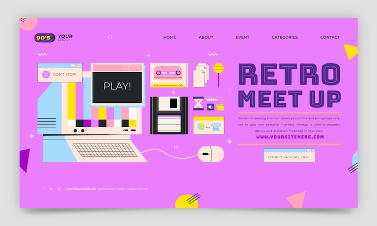 Vector gratuito diseño de página de destino retro dibujado a mano