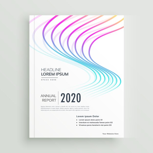 diseño de página de portada de libro de negocios moderno con forma ondulada