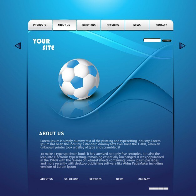 Diseño de página web azul brillante