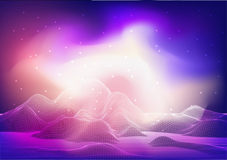 Vector gratuito diseño de paisaje abstracto de estructura metálica con cielo galaxia