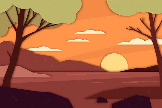 Diseño de paisaje estilo papel