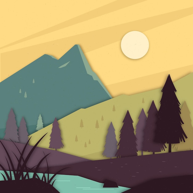 Diseño de paisaje estilo papel