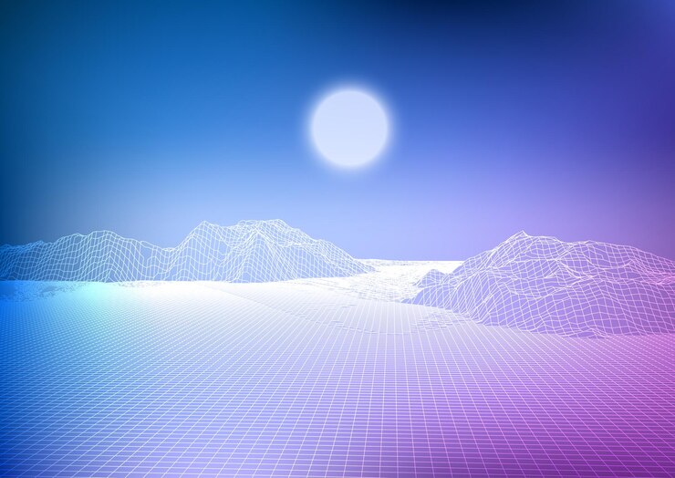 Vector gratuito diseño de paisajes de wireframe de estilo retro abstracto