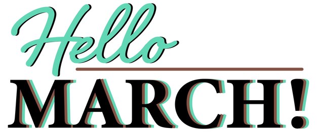 Diseño de palabras para hola marzo.