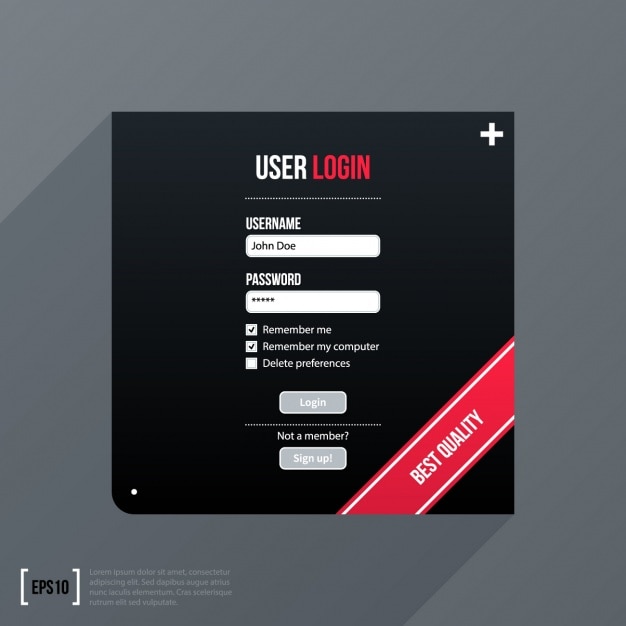 Vector gratuito diseño de pantalla para login