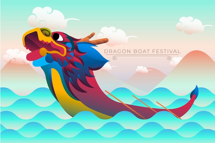 Vector gratuito diseño de papel tapiz de los barcos dragón zongzi