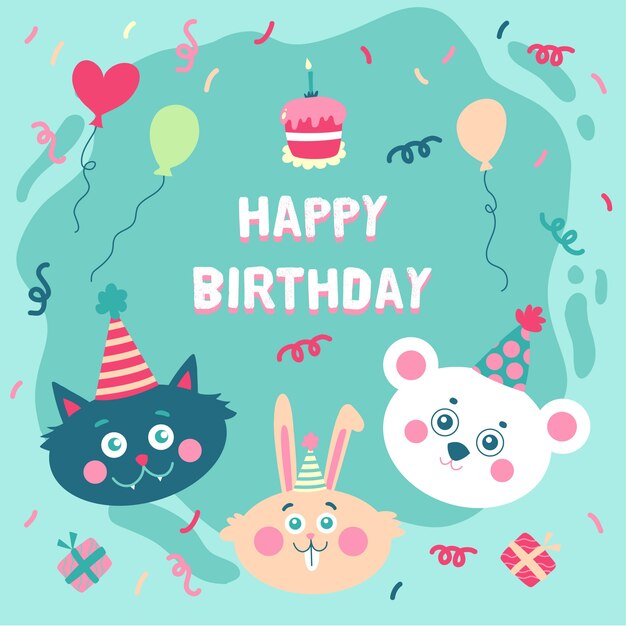 Diseño de papel tapiz de cumpleaños dibujado a mano