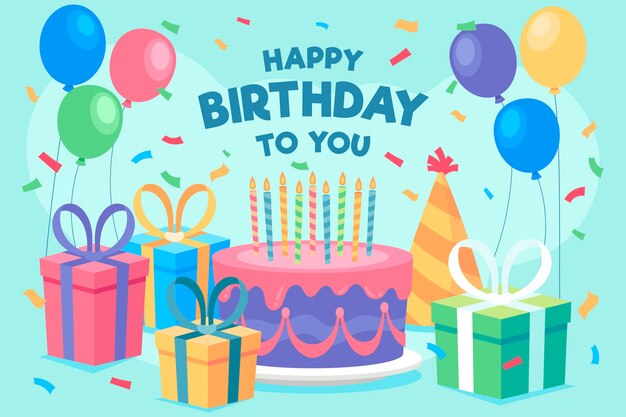 Diseño de papel tapiz de cumpleaños de diseño plano