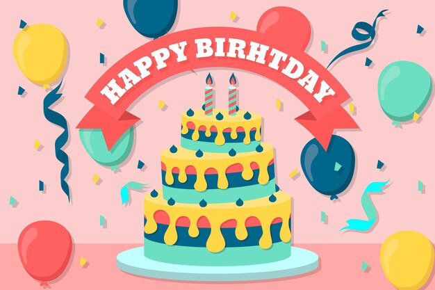 Diseño de papel tapiz de cumpleaños de diseño plano