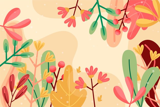 Diseño de papel tapiz floral abstracto de diseño plano