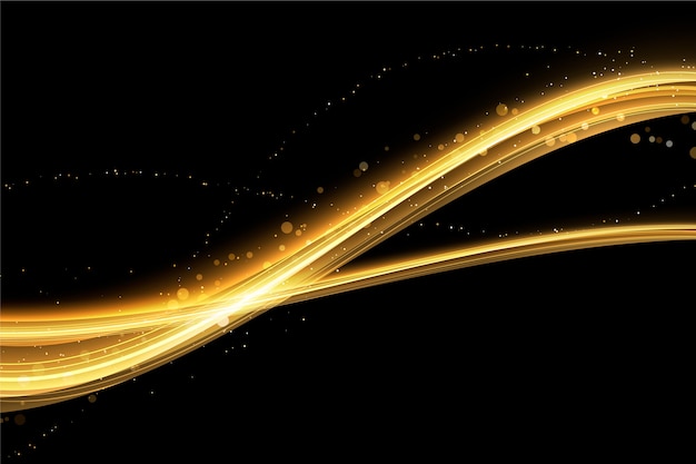Diseño de papel tapiz de onda brillante y dorada