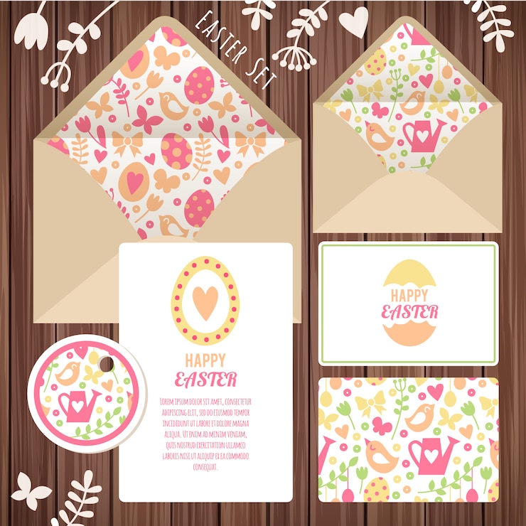 Vector gratuito diseño de papelería de pascua