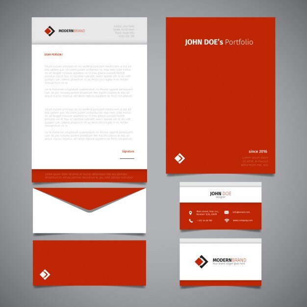 Diseño de papelería roja