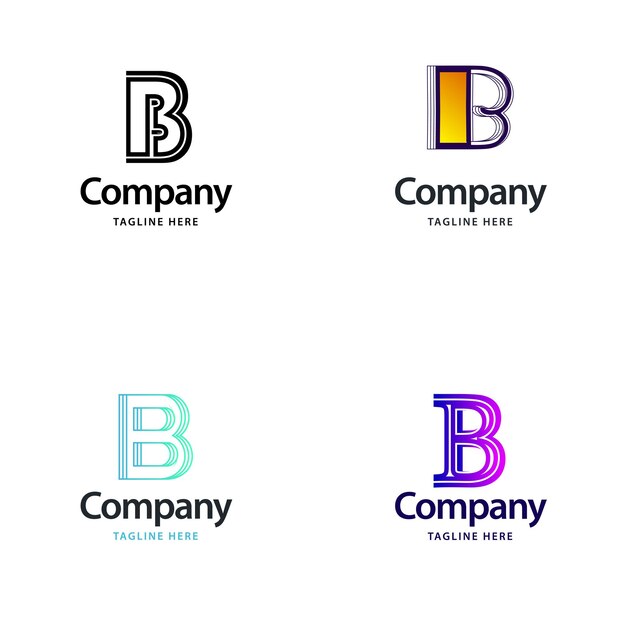 Diseño de paquete de logotipo grande de letra B Diseño de logotipos creativos y modernos para su empresa Ilustración de nombre de marca vectorial