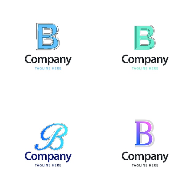 Vector gratuito diseño de paquete de logotipo grande de letra b diseño de logotipos creativos y modernos para su empresa ilustración de nombre de marca vectorial