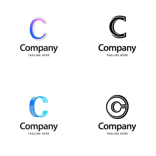 Vector gratuito diseño de paquete de logotipo grande con letra c diseño de logotipos creativos y modernos para su empresa ilustración de nombre de marca vectorial