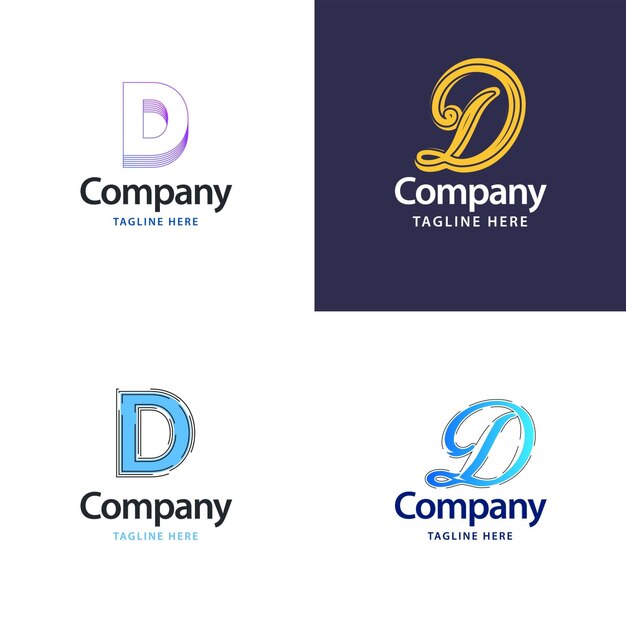 Diseño de paquete de logotipo grande con letra D Diseño de logotipos creativos y modernos para su empresa Ilustración de nombre de marca vectorial