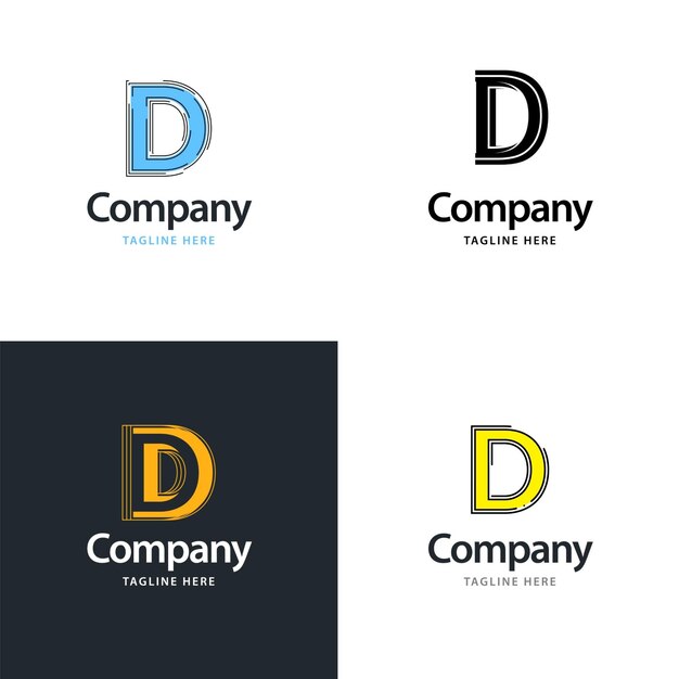 Diseño de paquete de logotipo grande con letra D Diseño de logotipos creativos y modernos para su empresa Ilustración de nombre de marca vectorial