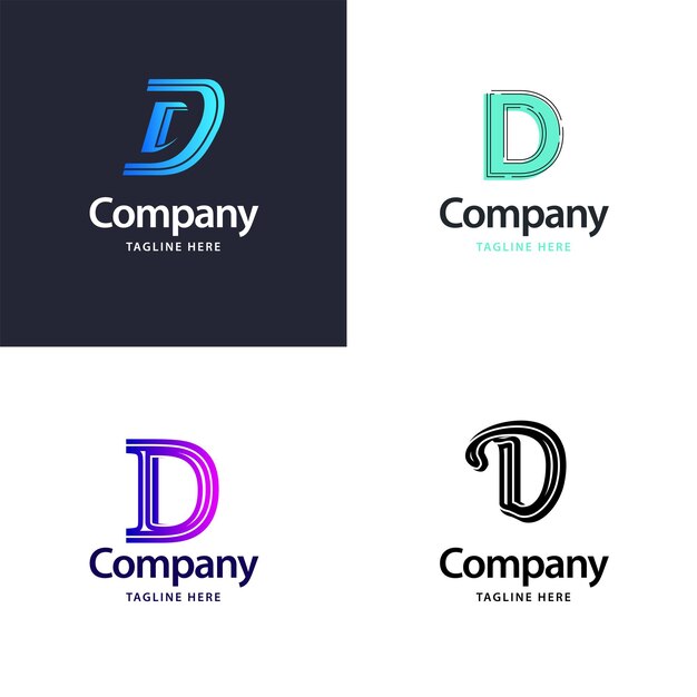 Diseño de paquete de logotipo grande con letra D Diseño de logotipos creativos y modernos para su empresa Ilustración de nombre de marca vectorial