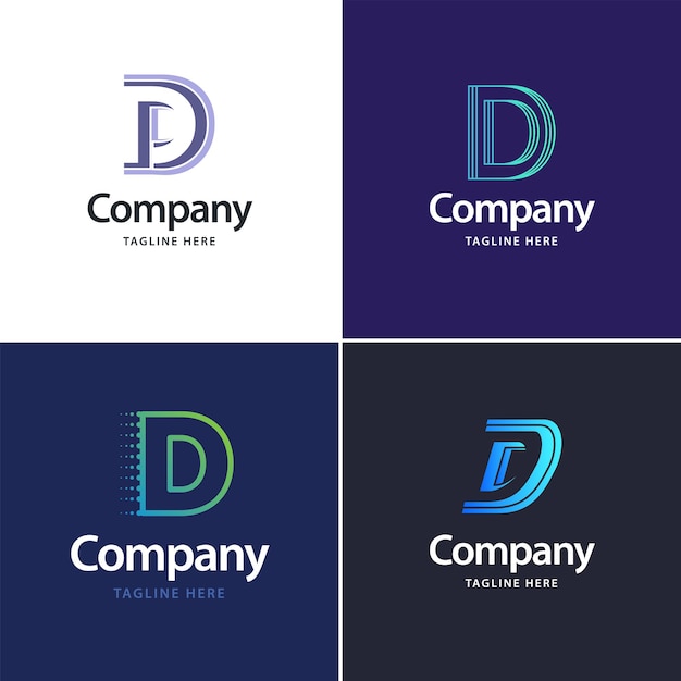 Vector gratuito diseño de paquete de logotipo grande con letra d diseño de logotipos creativos y modernos para su empresa ilustración de nombre de marca vectorial