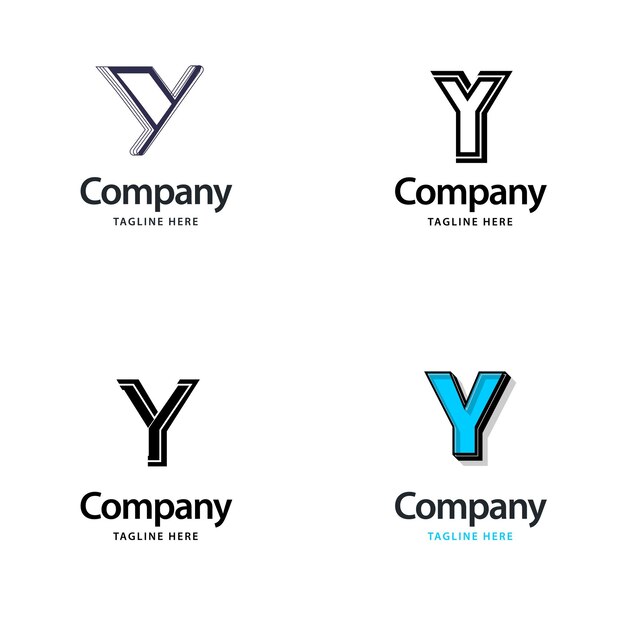 Diseño de paquete de logotipo grande de letra Y Diseño de logotipos modernos creativos para su empresa Ilustración de nombre de marca vectorial