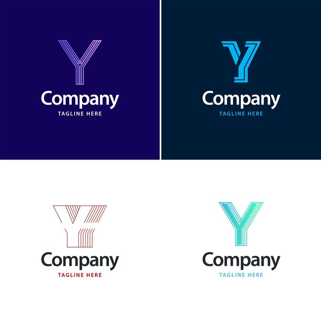 Diseño de paquete de logotipo grande de letra Y Diseño de logotipos modernos creativos para su empresa Ilustración de nombre de marca vectorial