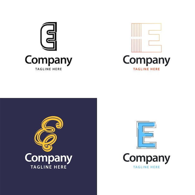 Vector gratuito diseño de paquete de logotipo grande de letra e diseño de logotipos creativos y modernos para su negocio