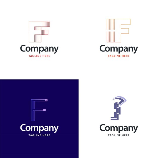 Diseño de paquete de logotipo grande con letra F Diseño de logotipos creativos y modernos para su empresa Ilustración de nombre de marca vectorial