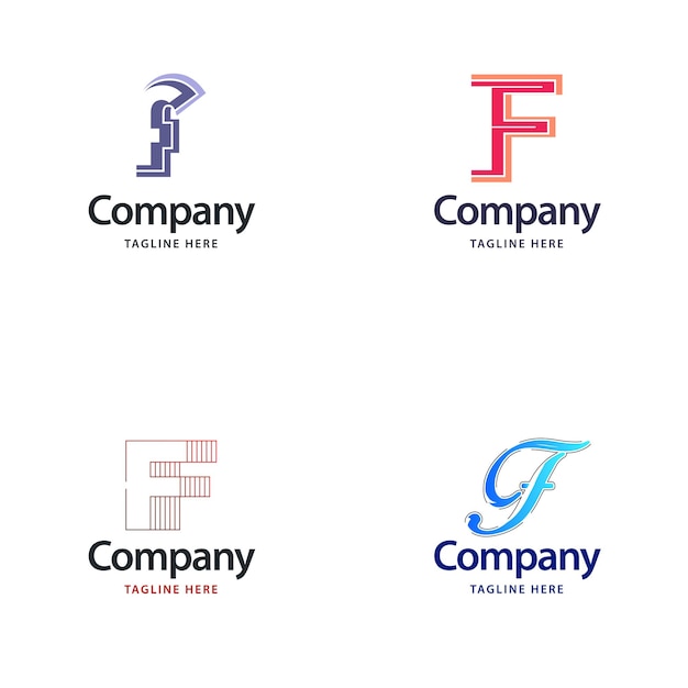 Vector gratuito diseño de paquete de logotipo grande de letra f diseño de logotipos creativos y modernos para su negocio