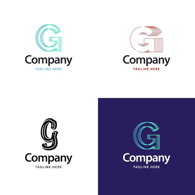 Vector gratuito diseño de paquete de logotipo grande con letra g diseño de logotipos creativos y modernos para su empresa ilustración de nombre de marca vectorial