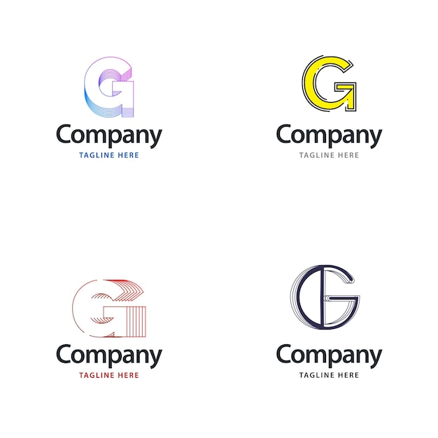 Diseño de paquete de logotipo grande con letra G Diseño de logotipos creativos y modernos para su empresa Ilustración de nombre de marca vectorial