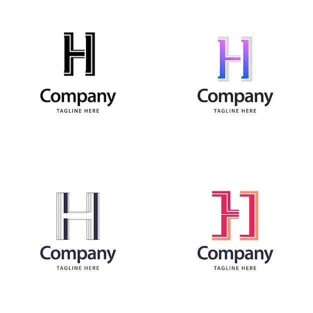 Diseño de paquete de logotipo grande con letra h diseño de logotipos creativos y modernos para su empresa ilustración de nombre de marca vectorial