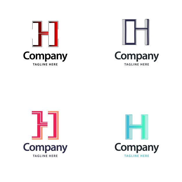 Diseño de paquete de logotipo grande con letra H Diseño de logotipos creativos y modernos para su empresa Ilustración de nombre de marca vectorial