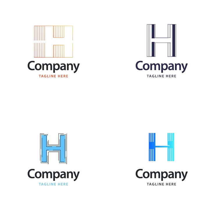 Vector gratuito diseño de paquete de logotipo grande con letra h diseño de logotipos creativos y modernos para su empresa ilustración de nombre de marca vectorial