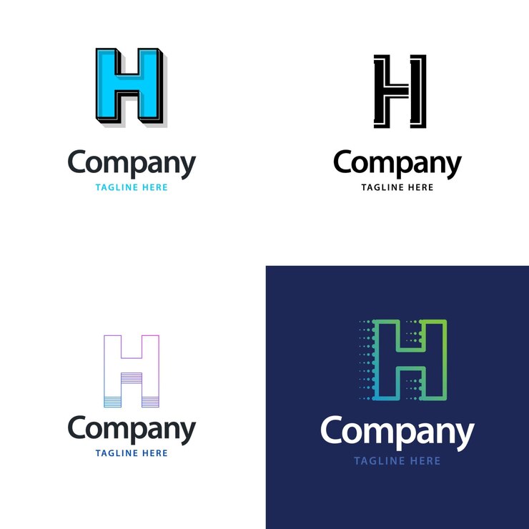 Vector gratuito diseño de paquete de logotipo grande con letra h diseño de logotipos creativos y modernos para su empresa ilustración de nombre de marca vectorial