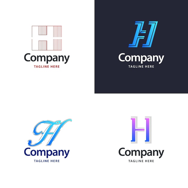 Vector gratuito diseño de paquete de logotipo grande con letra h diseño de logotipos creativos y modernos para su empresa ilustración de nombre de marca vectorial