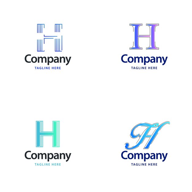 Diseño de paquete de logotipo grande con letra H Diseño de logotipos creativos y modernos para su empresa Ilustración de nombre de marca vectorial