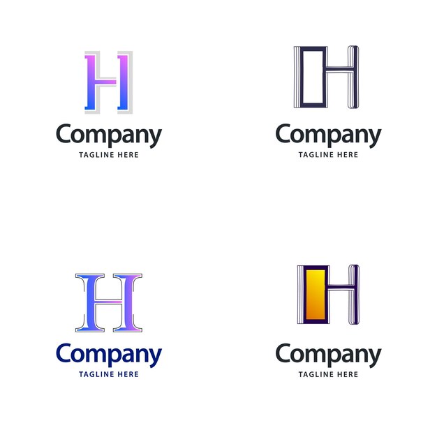 Diseño de paquete de logotipo grande con letra H Diseño de logotipos creativos y modernos para su empresa Ilustración de nombre de marca vectorial