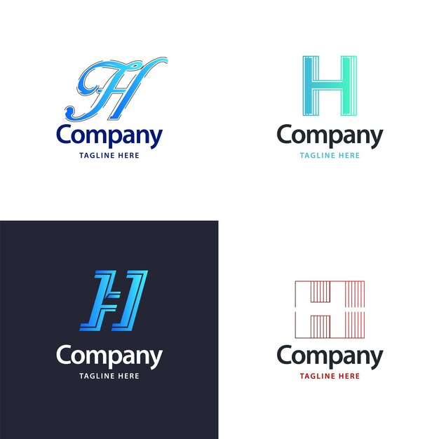 Diseño de paquete de logotipo grande con letra H Diseño de logotipos creativos y modernos para su negocio