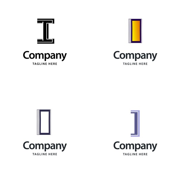 Diseño de paquete de logotipo grande de letra I Diseño de logotipos creativos y modernos para su empresa Ilustración de nombre de marca vectorial