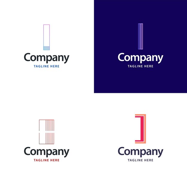 Diseño de paquete de logotipo grande de letra I Diseño de logotipos creativos y modernos para su empresa Ilustración de nombre de marca vectorial