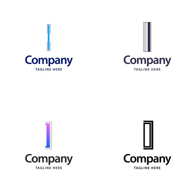 Diseño de paquete de logotipo grande de letra I Diseño de logotipos creativos y modernos para su empresa Ilustración de nombre de marca vectorial