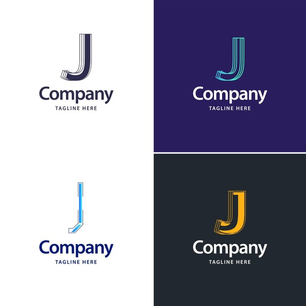 Diseño de paquete de logotipo grande con letra J Diseño de logotipos creativos y modernos para su empresa Ilustración de nombre de marca vectorial