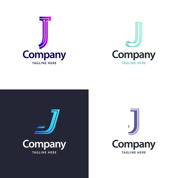 Diseño de paquete de logotipo grande con letra J Diseño de logotipos creativos y modernos para su empresa Ilustración de nombre de marca vectorial