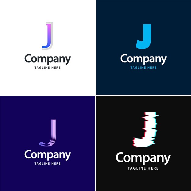 Diseño de paquete de logotipo grande con letra J Diseño de logotipos creativos y modernos para su empresa Ilustración de nombre de marca vectorial