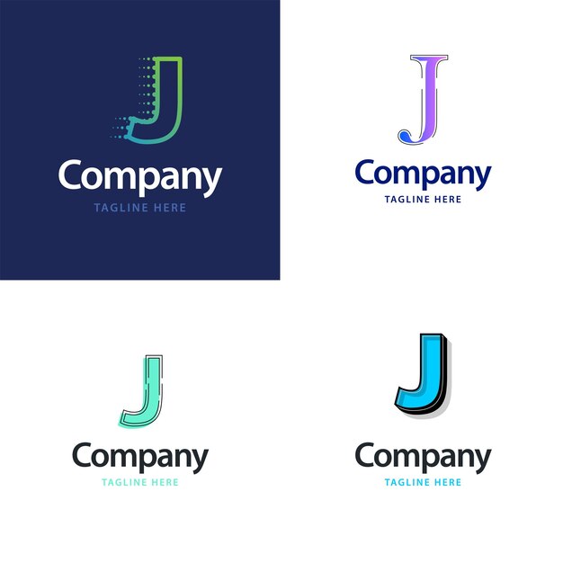 Diseño de paquete de logotipo grande con letra J Diseño de logotipos creativos y modernos para su negocio