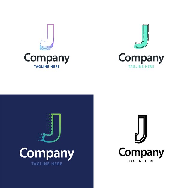 Diseño de paquete de logotipo grande con letra J Diseño de logotipos creativos y modernos para su negocio
