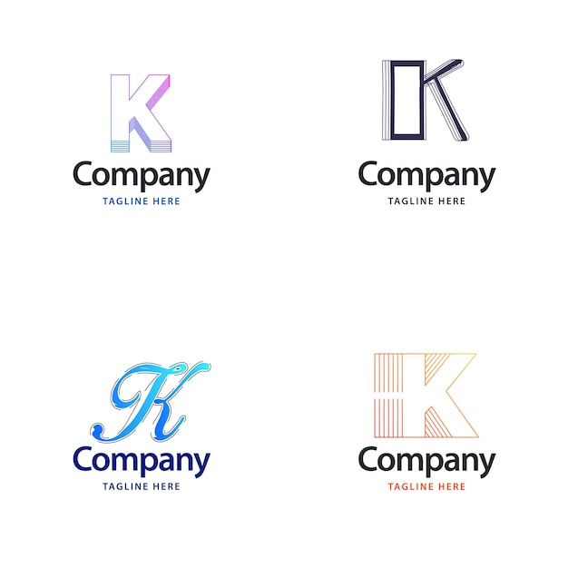 Diseño de paquete de logotipo grande de letra k diseño de logotipos creativos y modernos para su empresa ilustración de nombre de marca vectorial